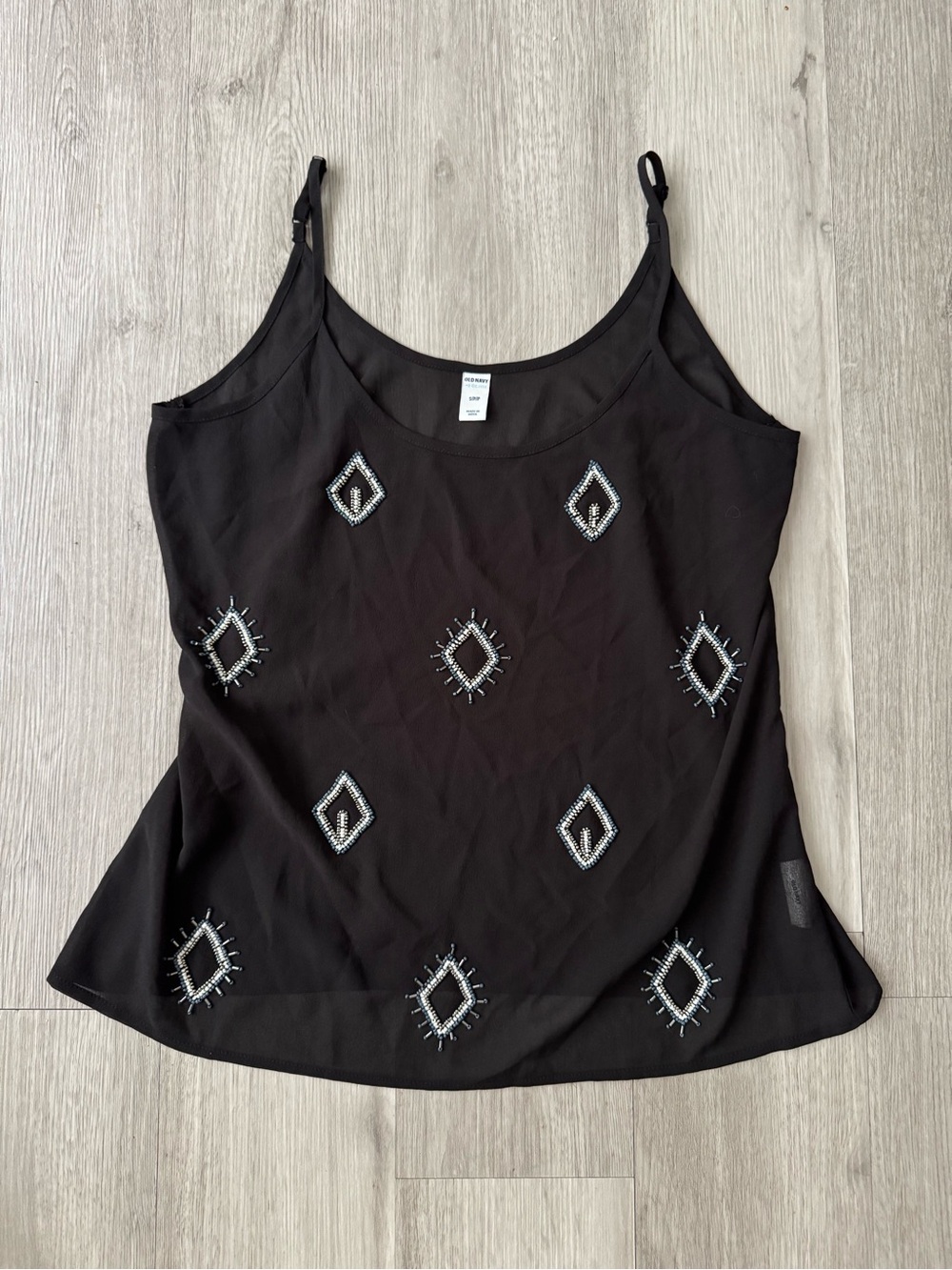 Old Navy Women’s Sheer Black Beaded Tank Top Size Small